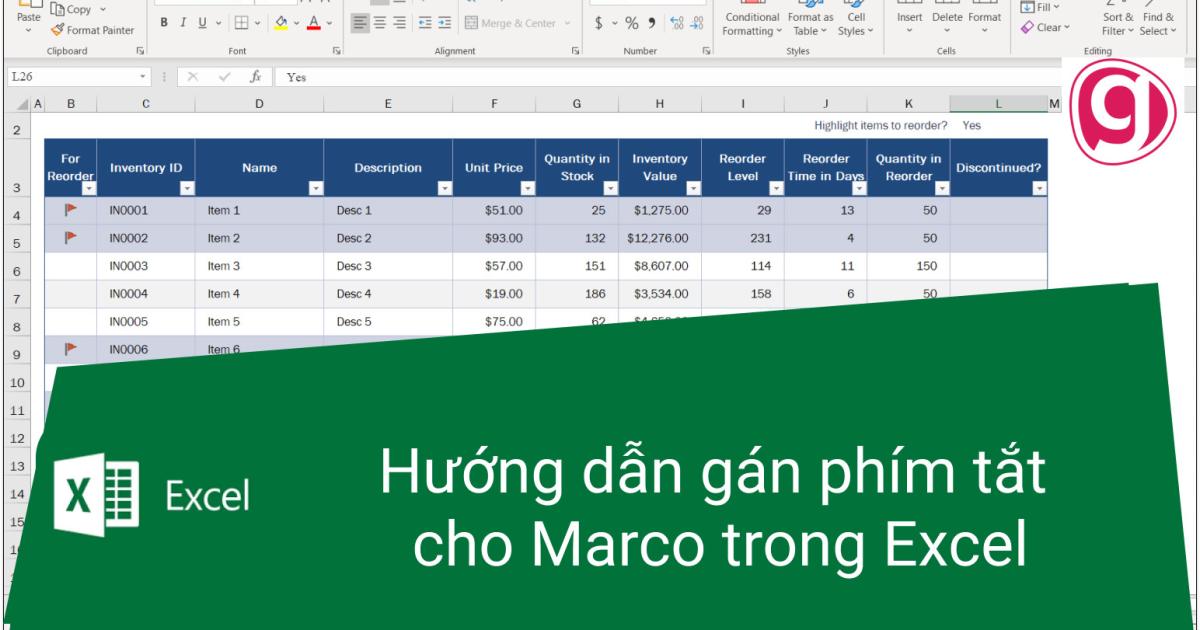 Hướng dẫn gán phím tắt cho Marco trong Excel